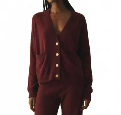 The Great Varsity Cardigan In Mulled Wine In Burgundy