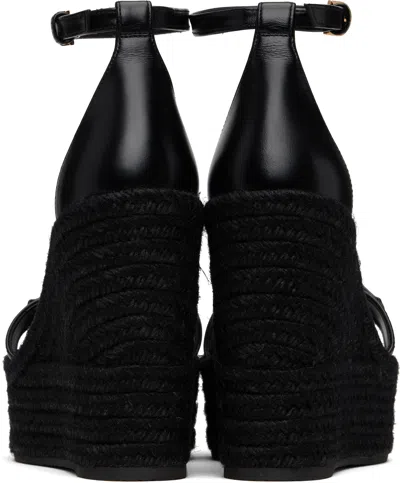 Versace Black Wedges With High Heel And Medusa Detail On The Front In Leather Woman