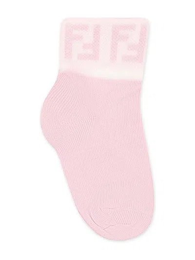 Fendi Embroidered Logo Ribbed Socks (set Of Five) In Pink