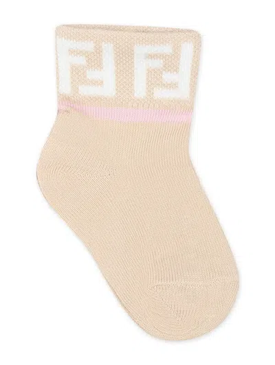 Fendi Embroidered Logo Ribbed Socks (set Of Five) In Pink
