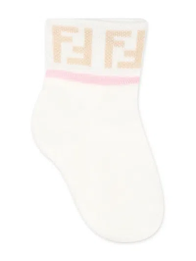 Fendi Embroidered Logo Ribbed Socks (set Of Five) In Pink