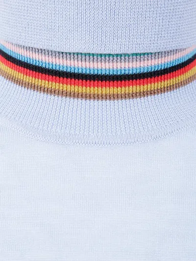 Paul Smith Merino-wool Striped-collar Sweater In Blue