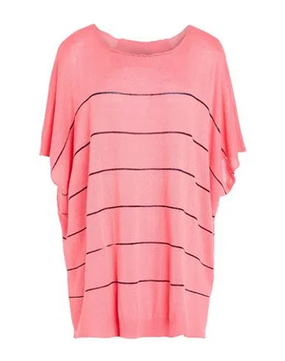 Messagerie Woman Sweater Coral Size L/xl Linen, Viscose, Cotton In Pink