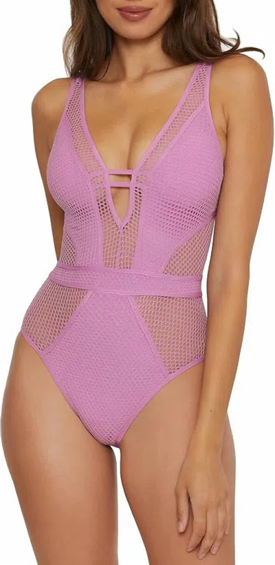 Becca Network Show And Tell Plunge One Piece Swimsuit In Malva