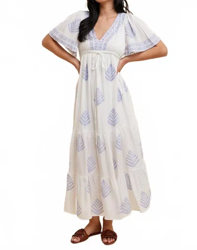 In-loom Embroidered All Over Maxi Dress In White/lavender