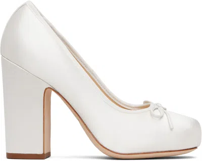 Sandy Liang White Pointe 100 Satin Heels