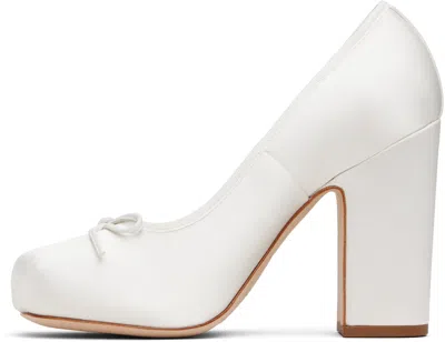 Sandy Liang White Pointe 100 Satin Heels