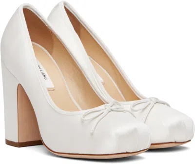 Sandy Liang White Pointe 100 Satin Heels