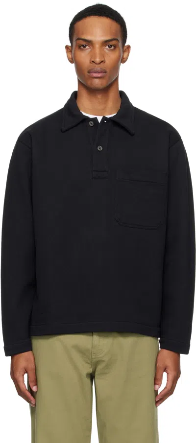 Norse Projects Black Fraser Relaxed Organic Loopback Ls Polo