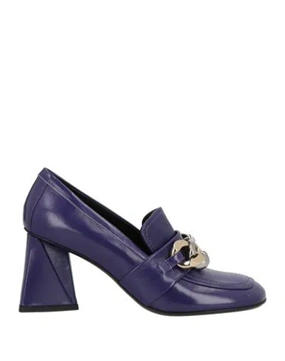 Strategia Woman Loafers Purple Size 10 Leather