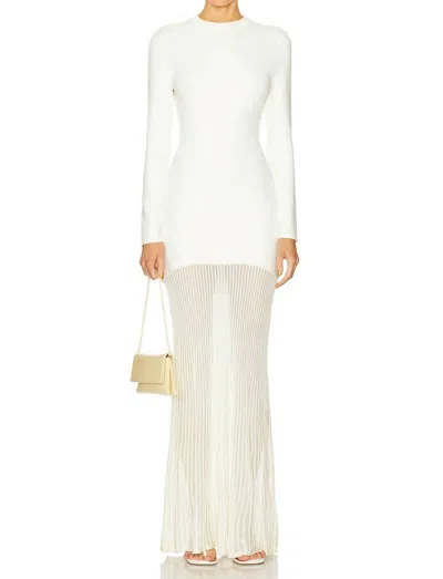 Ser.o.ya Serenade Knit Maxi Long Sleeve Dress In Eggshell In White