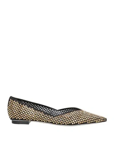 René Caovilla Rene' Caovilla Woman Ballet Flats Black Size 8 Leather, Textile Fibers