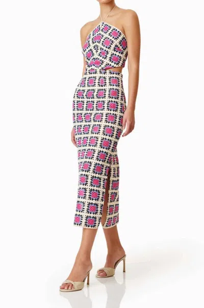 Elliatt Luna Halter Midi Dress In Multi In Pink