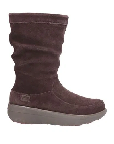 Fitflop Woman Ankle Boots Dark Brown Size 6 Leather In Brown