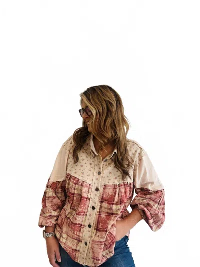 Pol Collar Neck Plaid Print Shirt In Oatmeal Multi In Brown