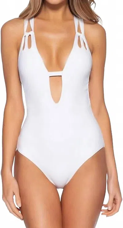 Becca Color Code Skylar Plunge One Piece Swimsuit In White In White