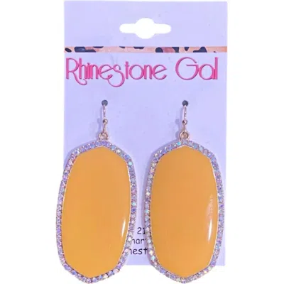 Bosuk Enamel Rhinestone Drop Earrings In Mustard