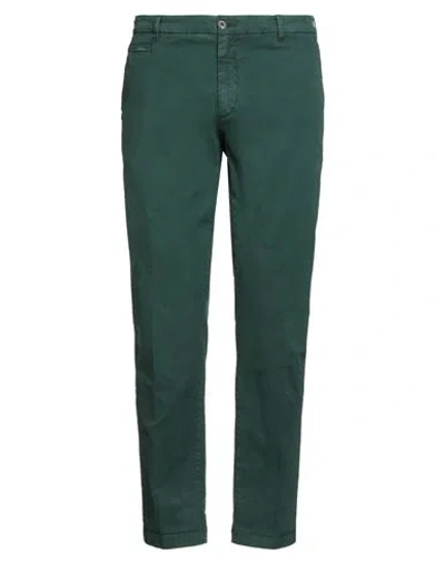 40weft Man Pants Dark Green Size 42 Cotton, Elastane In Green