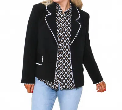 2.7 August Apparel Rickrack Edge Blazer In Black In Black