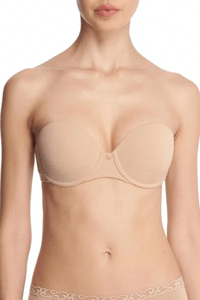 Natori Pure Luxe Strapless Contour Underwire Bra In Cafe