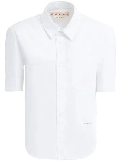 Marni Short-sleeved Tailored Cotton Shirt In White