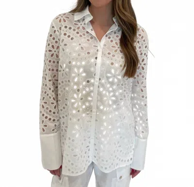Leo Ugo Flower Button Down Shirt In White