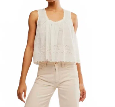 Free People Marina Eyelet Tank Top In Clean Ivory In White