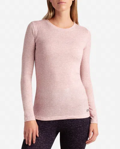 Danskin 2-pack Long Sleeve Hacci Crew Neck Layering Top In Sweet Dew Heather Multicolor In Pink