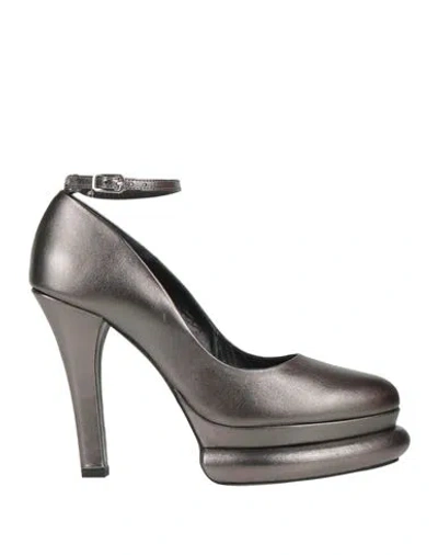 Paloma Barceló Woman Pumps Lead Size 8 Leather In Gray