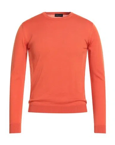 Roberto Collina Man Sweater Orange Size 36 Merino Wool In Red