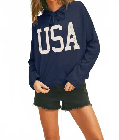 Protrend Usa Hooded Pullover In Light Navy