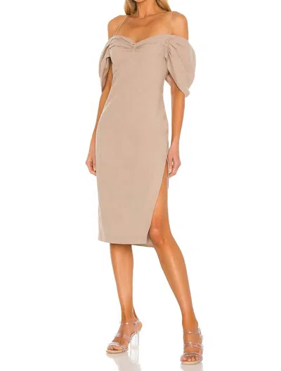 L'academie Gemma Mini Dress In Mocha Beige In Blue