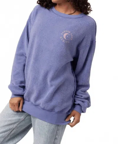 Project Social T Brighter Days/darker Days Reversible Sweatshirt In Blue Iris