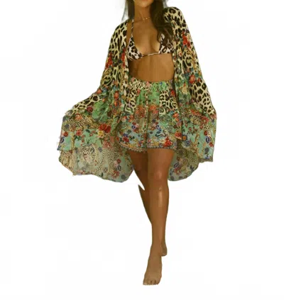 Luxe Isle Leopard Flowers Kimono In Multi