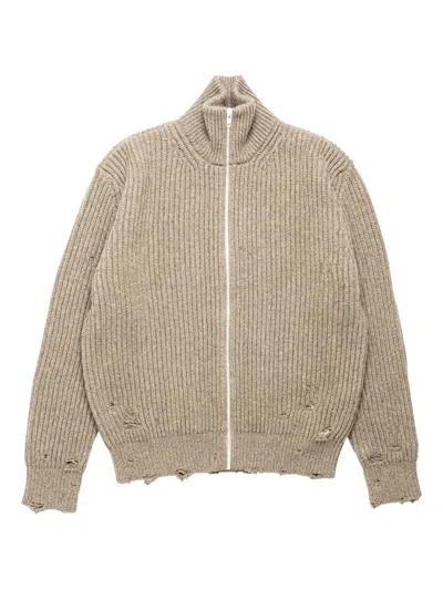 Mm6 Maison Margiela Elbow-patch Cardigan In Brown