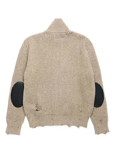 Mm6 Maison Margiela Elbow-patch Cardigan In Brown