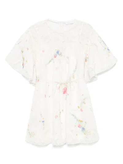 Zimmermann Lucky Lace-trimmed Linen Minidress In White