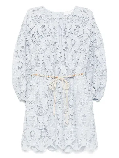Zimmermann Coco Lace Mini Dress In Blue