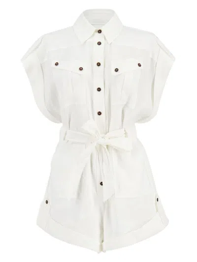 Zimmermann Rhiannon Cuffed Linen Playsuit