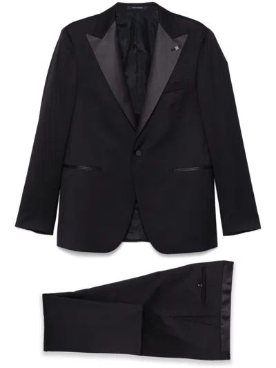 Tagliatore Single-breasted Wool Suit In Blue