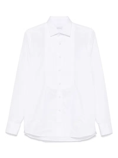 Tagliatore Refined White Smoking Shirt With Pintuck Detailing In White