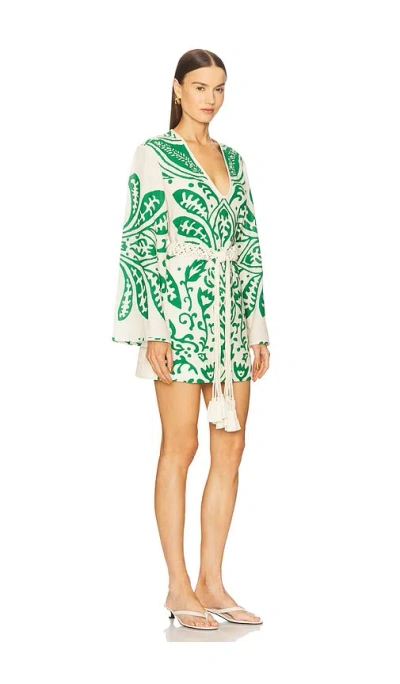 Alexis Noriko Cotton-linen Mini Dress In Emerald Palm