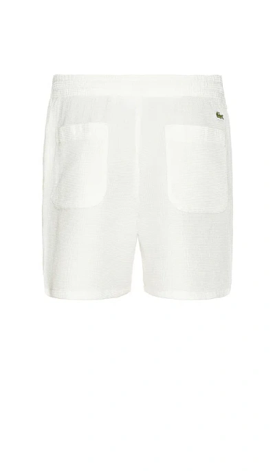 Lacoste Waffle Monochrome Elasticated Textured Shorts In White