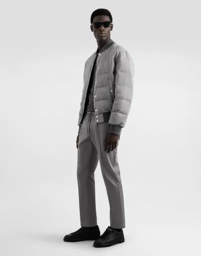 Dolce & Gabbana Cotton Gabardine Jogging Trousers In Gray