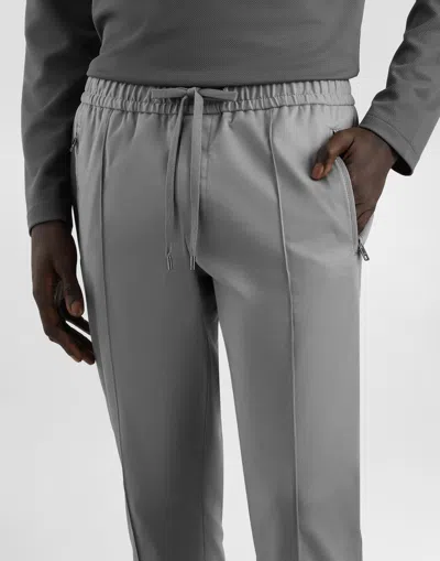 Dolce & Gabbana Cotton Gabardine Jogging Trousers In Gray