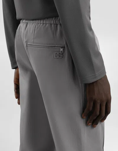 Dolce & Gabbana Cotton Gabardine Jogging Trousers In Gray