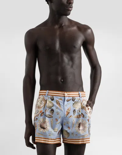 Dolce & Gabbana Dolce&gabbana Shell Print Swim Trunks In Blue