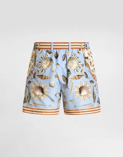Dolce & Gabbana Dolce&gabbana Shell Print Swim Trunks In Blue