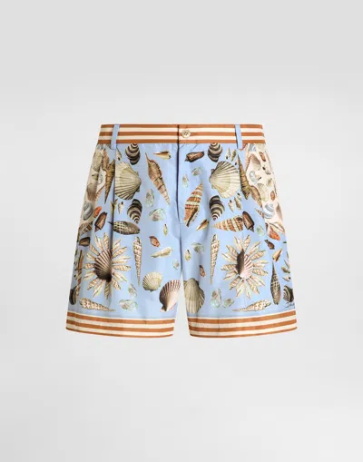 Dolce & Gabbana Dolce&gabbana Shell Print Swim Trunks In Blue