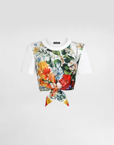 Dolce & Gabbana Cropped Printed T-shirt In Multi